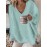 Plus Size, New Fall Winter Plus Size Women's V-Neck Beaded Sweater - Solid Color Top with Bead Accent Asymmetrical Collar, Cozy Winter Pullover for Casual & Dressy Outfits, Hand Washable (Immediate Shipment)