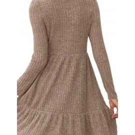 Solid Color Round Neck Dress Sweater