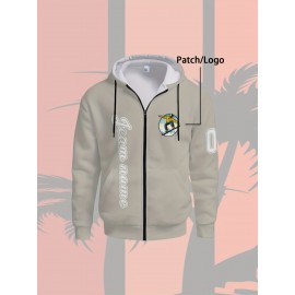Men's Plus-Size Custom Full-Zip Sweatshirt - Personalized Logo & Text Printing, Size Hoodie for Branding/Gym/Outdoor Wear, Machine Washable Casual Sportswear (Regular Fit) - Orders Welcome Suitable for Gym,, Daily Wear, PLUS SIZE